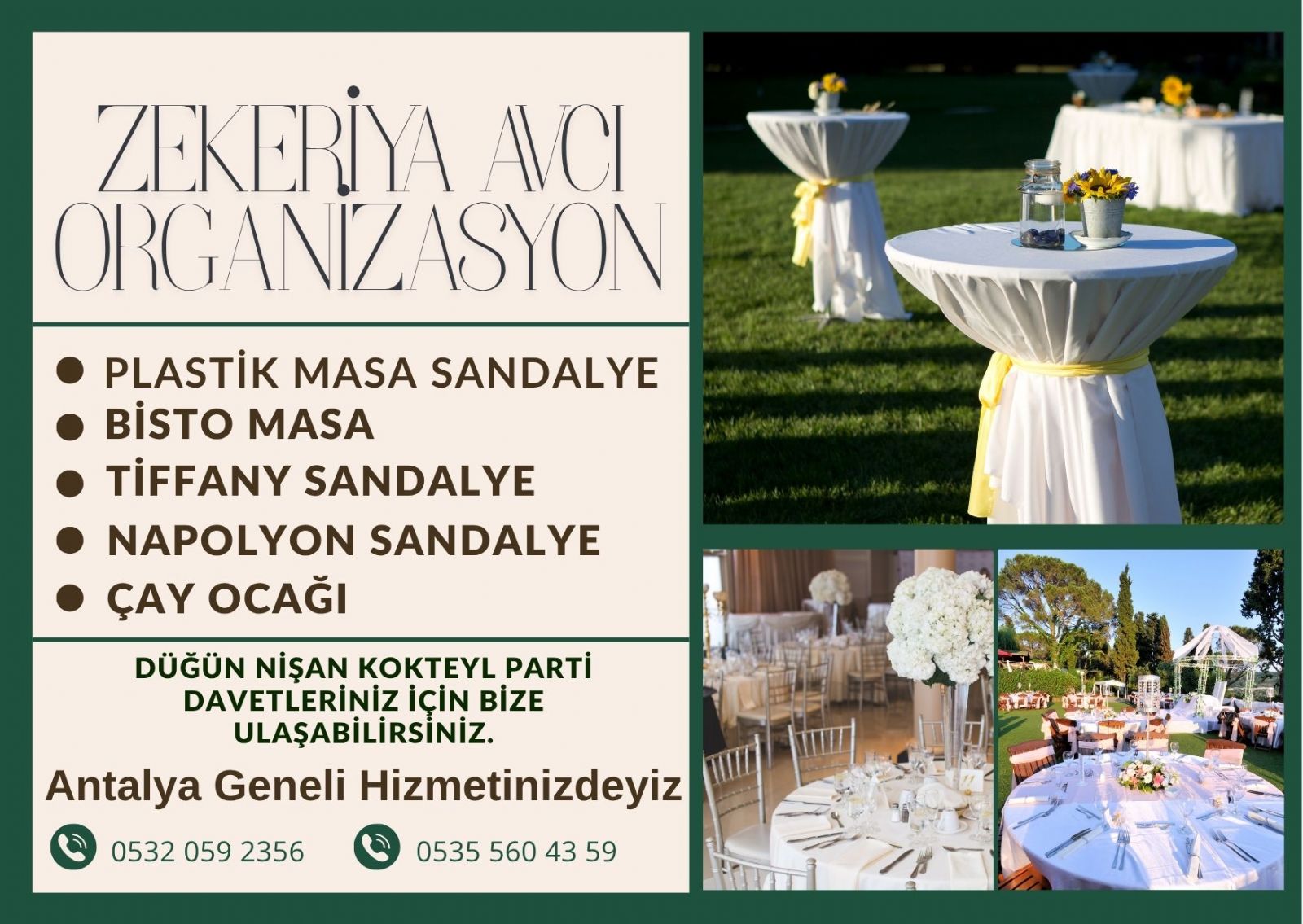Alanya Masa Sandalye Kiralama 