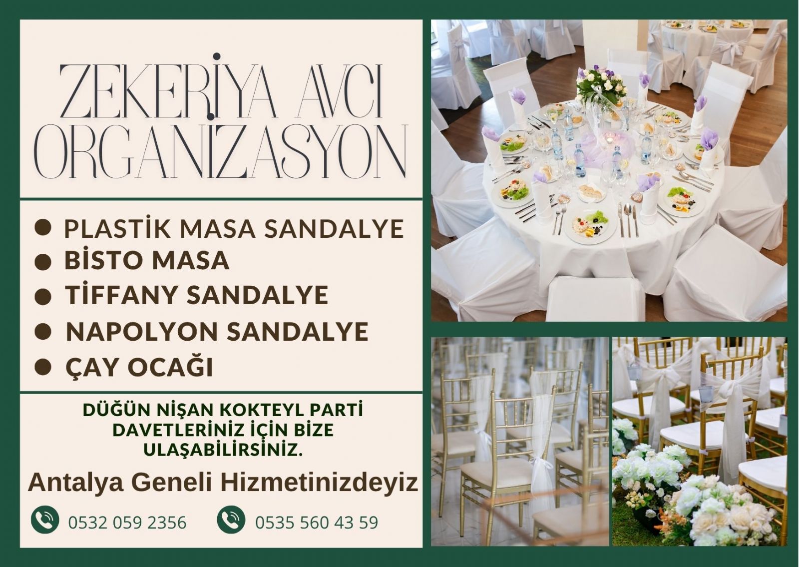 Manavgat Masa Sandalye Kiralama