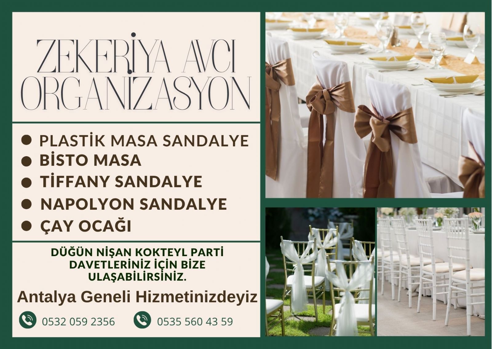 Döşemealtı Masa Sandalye Kiralama 