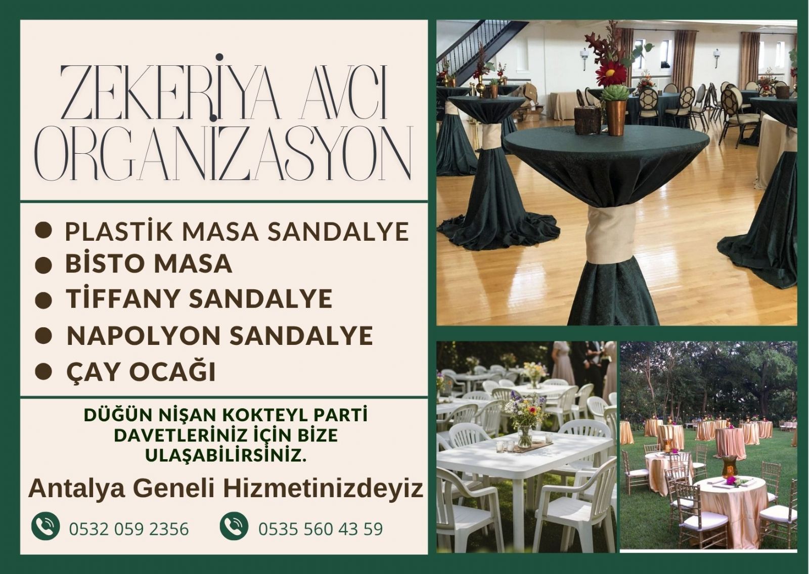 Antalya masa sandalye kiralama