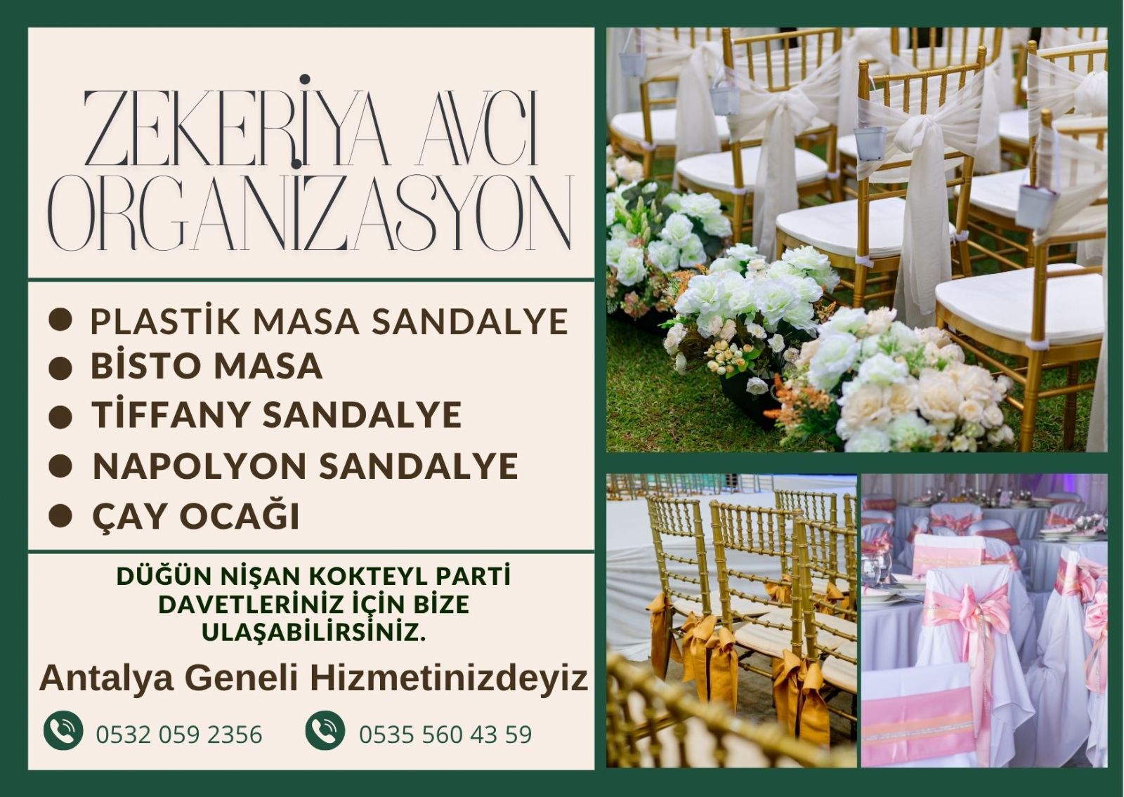 Finike Masa Sandalye Kiralama